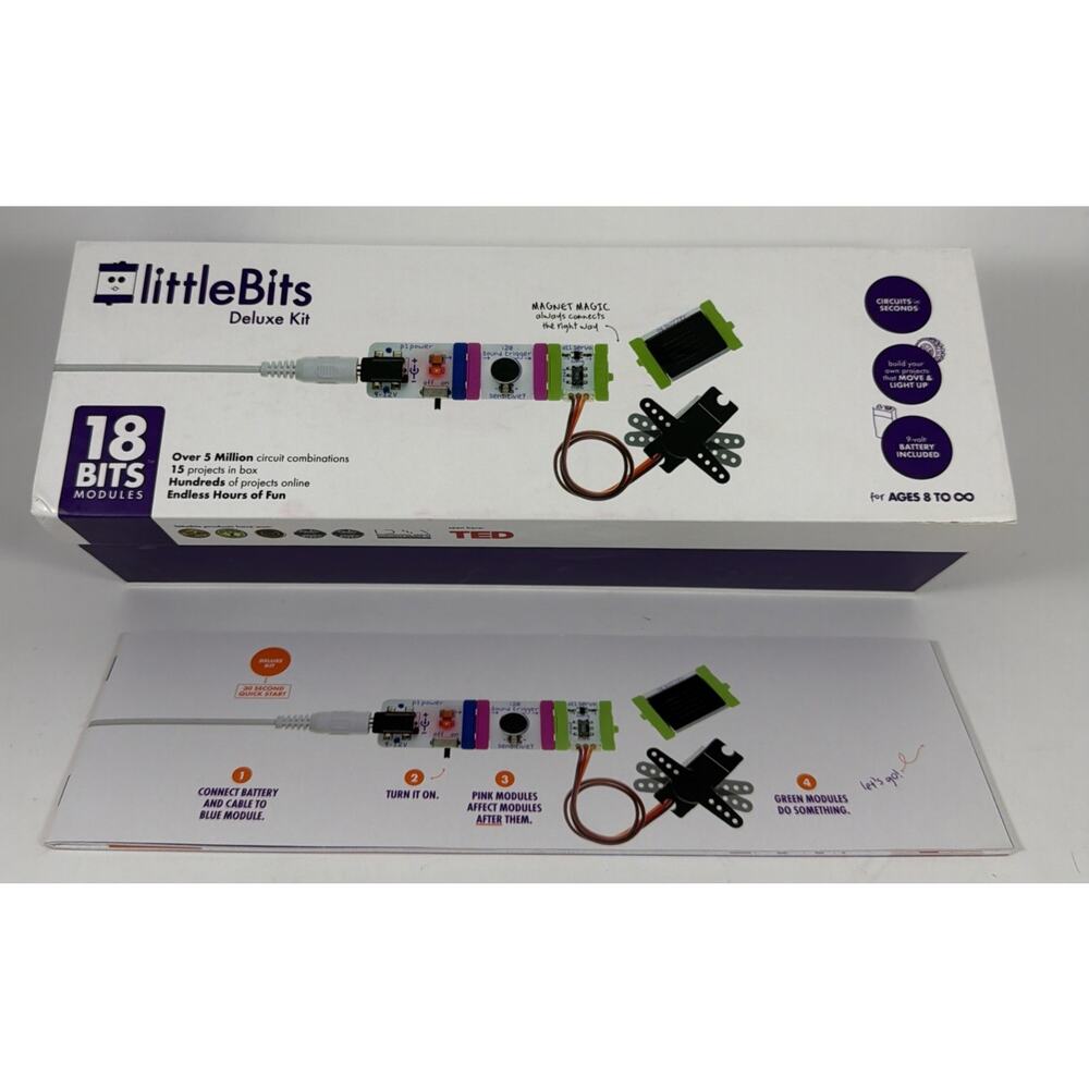 Little Bits stem Electronic Magnetic Circuit Deluxe Kit 18-Bits - Open Box
